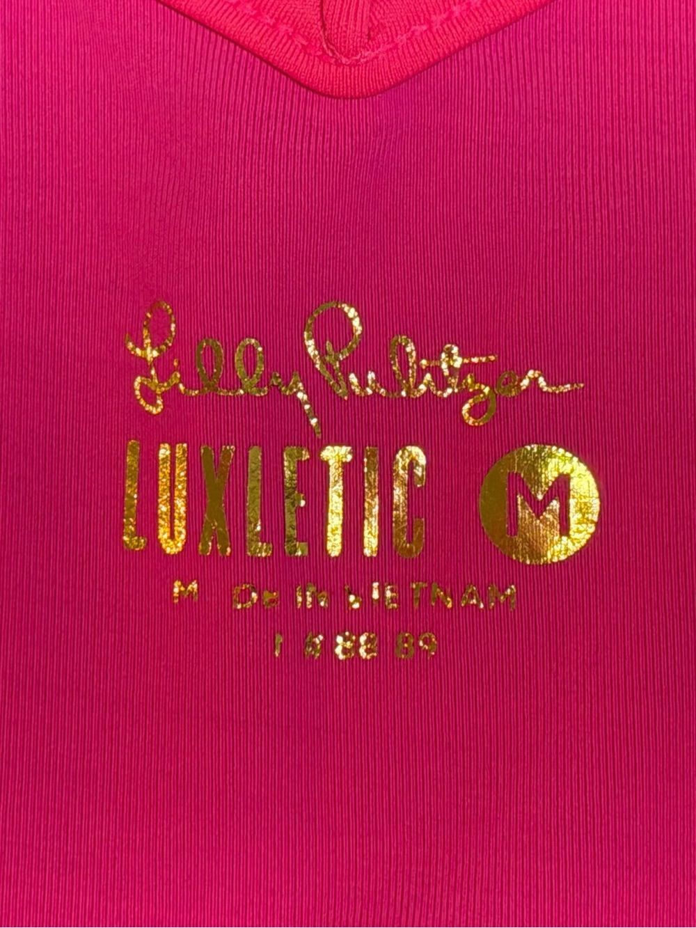 Lilly Pulitzer Luxeletic Euclid Scalloped Bra Tank Top in Pink Grenadine- Size M - Picture 9 of 12